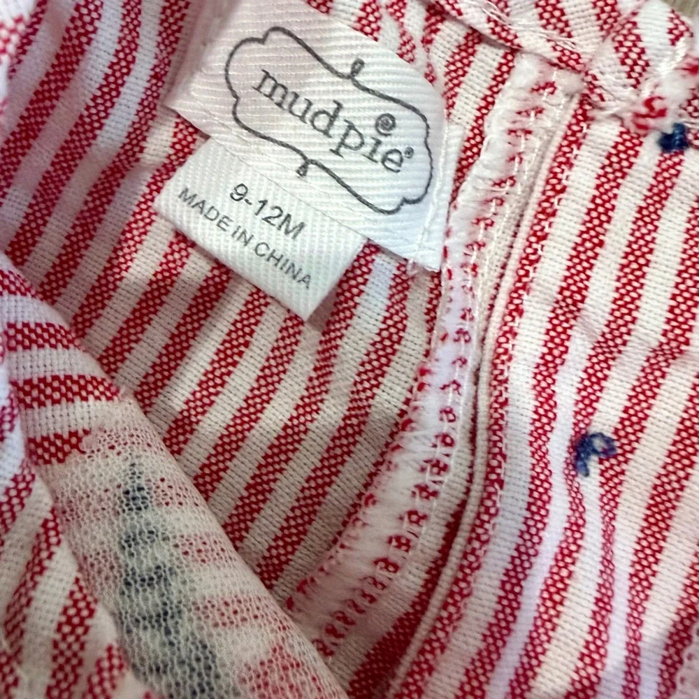 Mud Pie Sailboat Baby Girl Pinafore Set Size 9-12 Months 4th of July Outfit